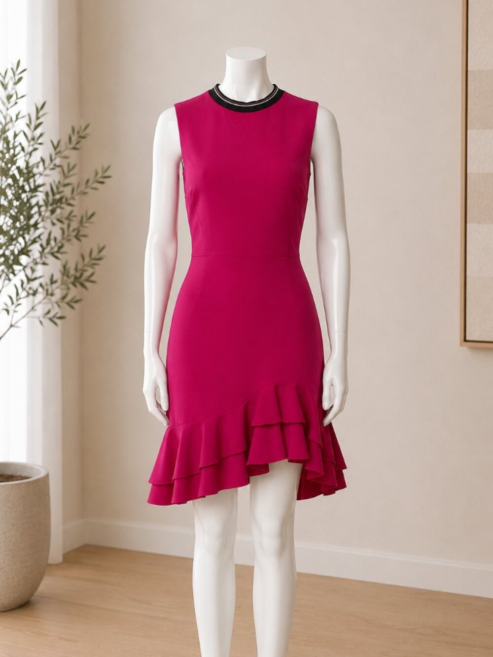 REBECCA VALLANCE Pink Mini Ruffle Cocktail Dress | NWT